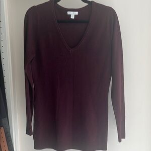 New York & Co Burgundy V-Neck Sweater